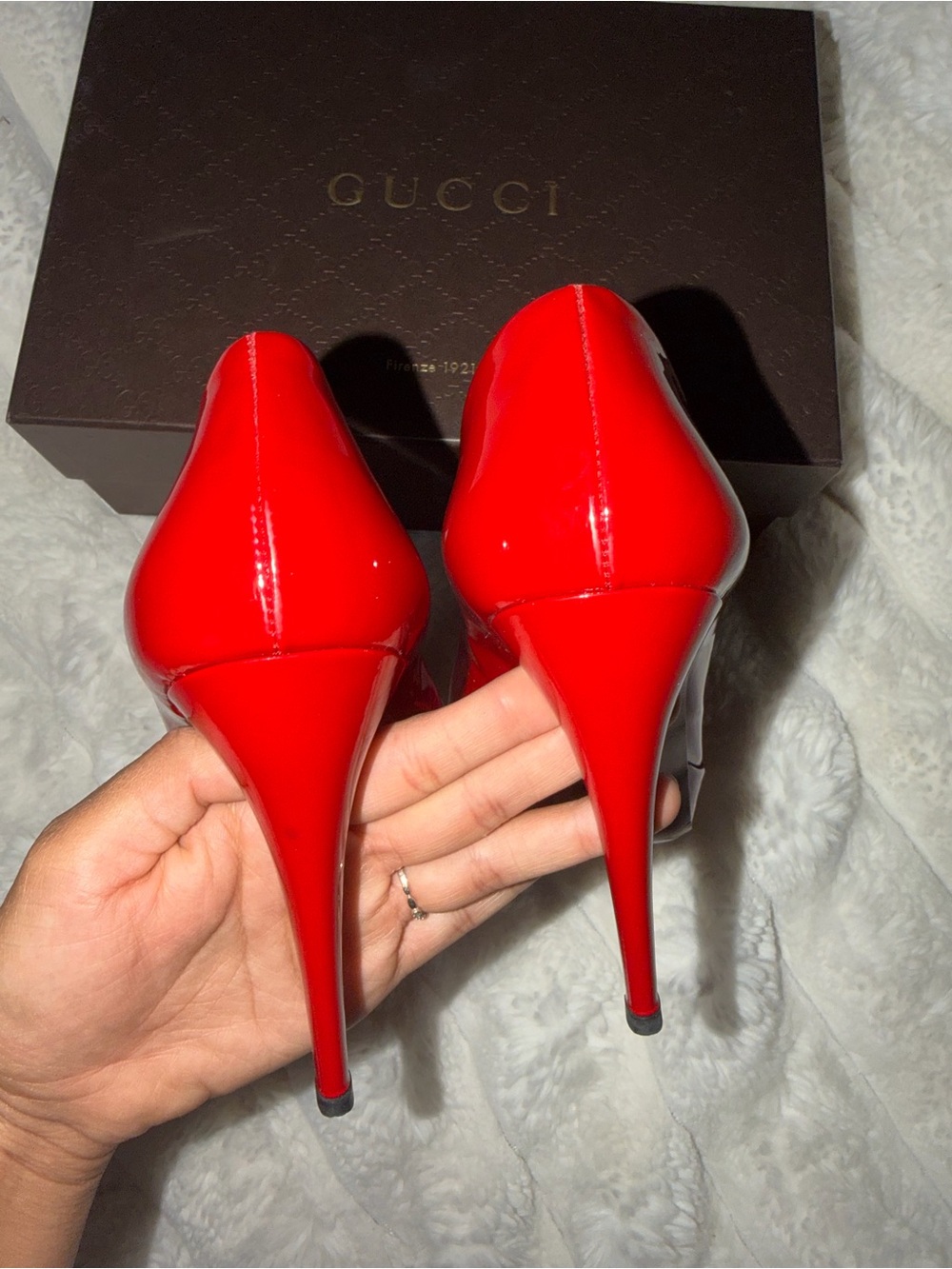 Gucci Red Patent Platform High Heel Pumps - Picture 5 of 7